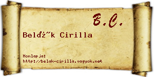 Belák Cirilla névjegykártya